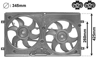 Lüfter, Motorkühlung vorne für VW TRANSPORTER T4 Bus (70B, 70C, 7DB, 7DK, 70J, 70K, 7DC, 7DJ)