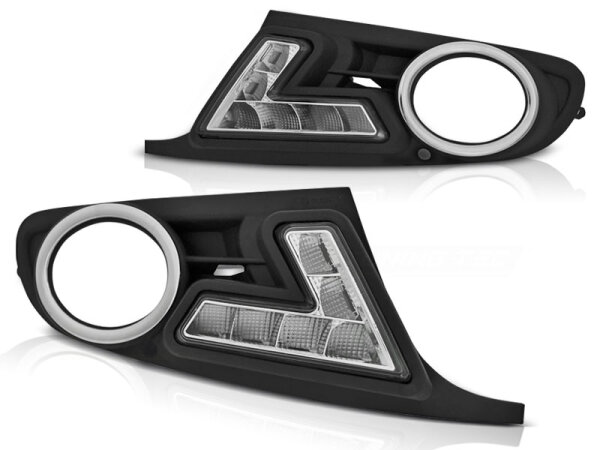 LED Nebelscheinwerfer Rahmen Set mit echtem Tagfahrlicht VW Golf VI Schwarz