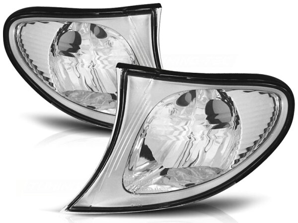 Frontblinker Set BMW E46 Limousine / Touring BJ 09.01-03.05 Klarglas / Chrome mit Rand