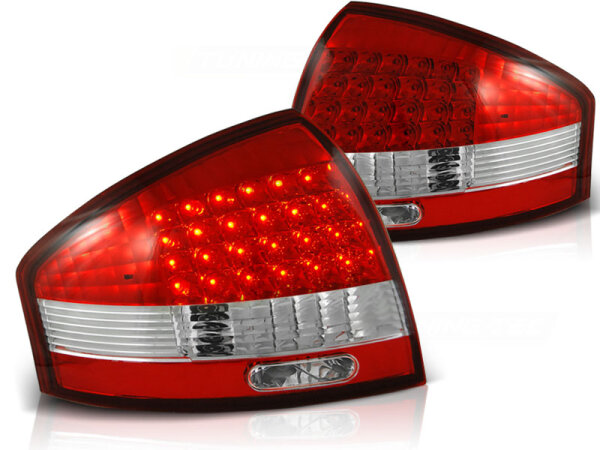 LED Rückleuchten Set Audi A6 Limousine BJ 97-04 Klarglas / Rot / Chrome