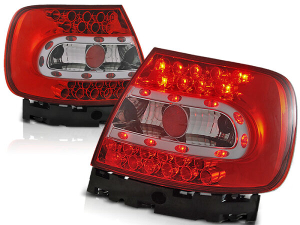 LED Rückleuchten Set Audi A4 B5 BJ 141.94-10.00 Klarglas / Rot / Chrome