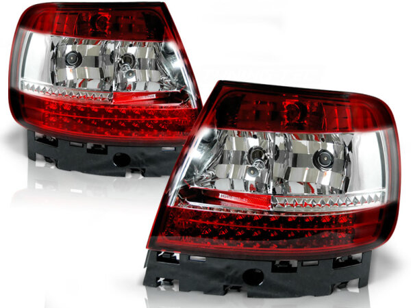 LED Rückleuchten Set Audi A4 B5 BJ 11.94-09.00 Klarglas / Rot / Chrome