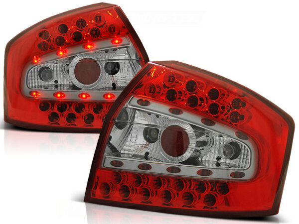 LED Rückleuchten Set Audi A4 8E Limousine BJ 10.00-10.04 Klarglas / Rot / Chrome