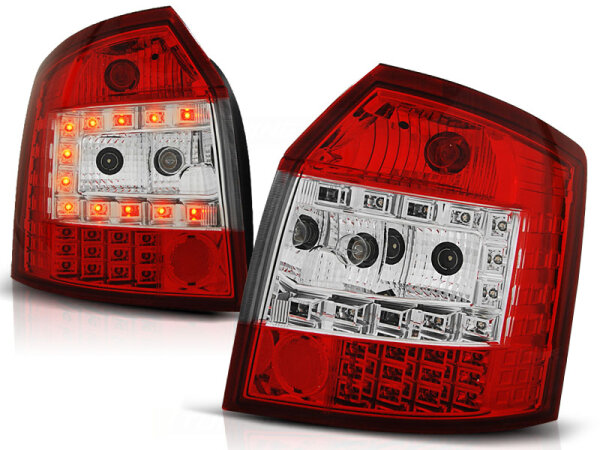 LED Rückleuchten Set Audi A4 Avant BJ 10.00-10.04 Klarglas / Rot / Chrome