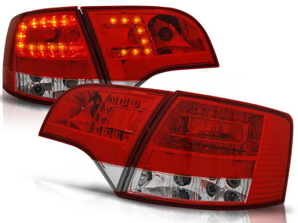 LED Rückleuchten Set Audi A4 B7 Avant BJ 11.04-03.08 Klarglas / Rot / Chrome