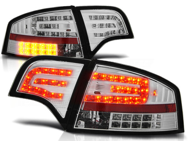 LED Rückleuchten Set Audi A4 Limousine BJ 11.04-03.08 Klarglas / Chrome