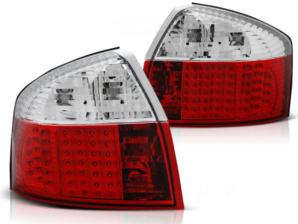 LED Rückleuchten Set Audi A4 Limousine BJ 10.00-10.04 Klarglas / Rot / Chrome