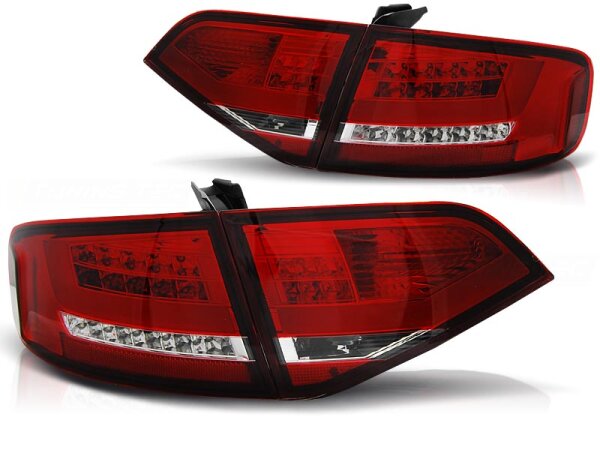 Lightbar Rückleuchten Set Audi A4 B8 Limousine BJ 08-11 Rot / Chrome