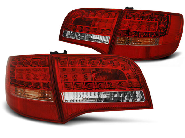 LED Rückleuchten Set Audi A6 (C6) Avant BJ 2005 - 2008 Rot / Chrome