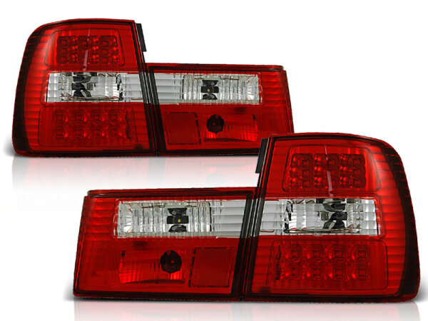 LED Rückleuchten Set  BMW E34 Limousine BJ 02.88-12.95 Klarglas / Rot / Chrome