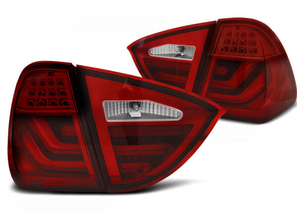 LED Lightbar Rückleuchten BMW E91 Touring BJ 05 - 08 rot / chrom