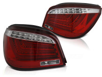 LED Lightbar R&uuml;ckleuchten Set BMW E60 Limousine BJ 07.03-02.07 rot / chrom