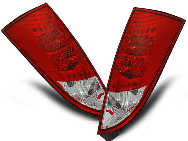 LED Rückleuchten Set Ford Focus MK1 Hatchback BJ 10.98-10.04 Klarglas / Rot / Chrome