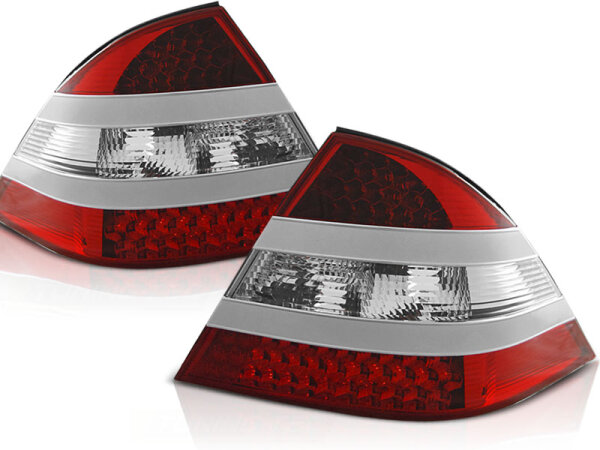 LED Rückleuchten Set Mercedes Benz W220 S-Klasse BJ 09.98-05.05 Klarglas / Rot / Chrome