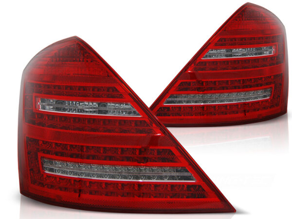 LED Rückleuchten Set Mercedes Benz W221 S-Klasse BJ 05-09 Klarglas / Rot / Chrome