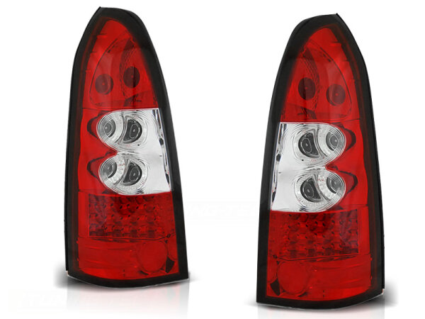 LED Rückleuchten Set Opel Astra G Kombi BJ 09.97-02.04 Klarglas / Rot / Chrome