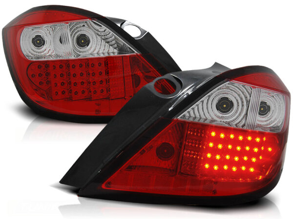 LED Rückleuchten Set Opel Astra H Hatchback BJ 03.04-09 Klarglas / Rot / Chrome 5D