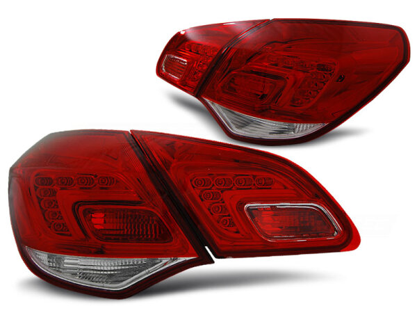 LED Rückleuchten Set Opel Astra J Hatchback BJ 10->> Klarglas / Rot / Chrome