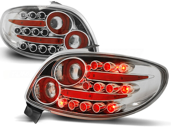 LED Rückleuchten Set Peugeot 206 Hatchback BJ 10.98->> Klarglas / Chrome 3D/5D