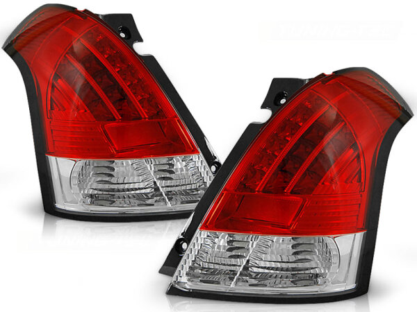 LED Rückleuchten Set Suzuki Swift BJ 05.05-10 Klarglas / Rot / Chrome