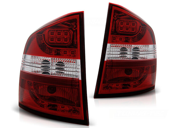 LED Rückleuchten Set Skoda Octavia II Kombi BJ 03.04->> Klarglas / Rot / Chrome