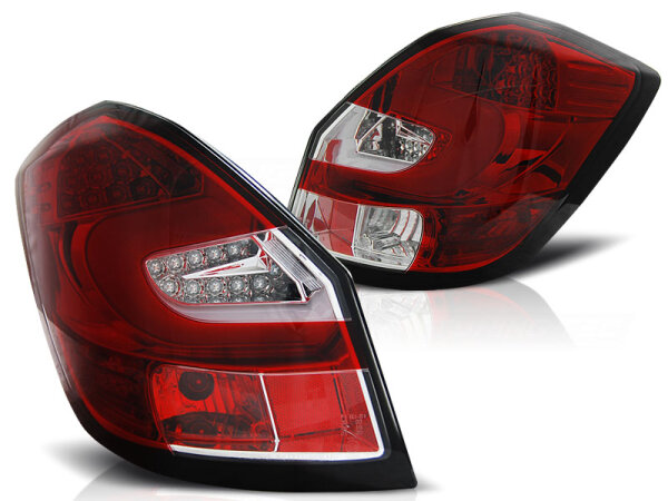 Lightbar Rückleuchten Set Skoda Fabia II BJ 07->> Klarglas / Rot / Chrome