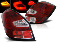 Lightbar Rückleuchten Set Skoda Fabia II BJ 07->> Klarglas / Rot / Chrome