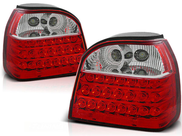 LED Rückleuchten Set Volkswagen Golf III BJ 09.91-08.97 Klarglas / Rot / Chrome