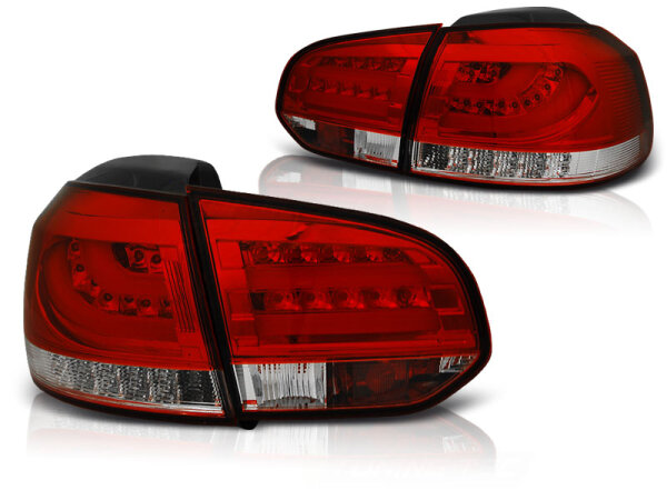 LED Lightbar Rückleuchten Set VW Golf VI Baujahr 10.2008-2012 Klarglas/Rot/Weiß