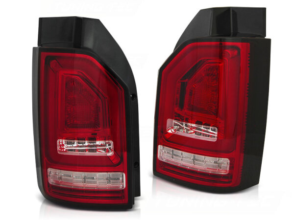 DTS LED Bar Rückleuchten Set VW T6 mit Heckklappe BJ 15- Rot Weiß