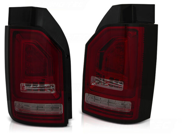 DTS LED Bar Rückleuchten Set VW T6 mit Heckk. BJ 15- Rot Rauch für Original LED