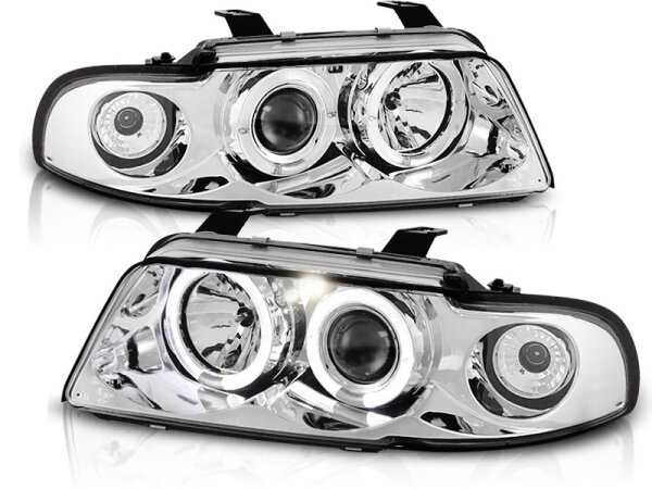 Angel Eyes Scheinwerfer Set Audi A4 B5 BJ 11/94-12/98 Klar/Chrom