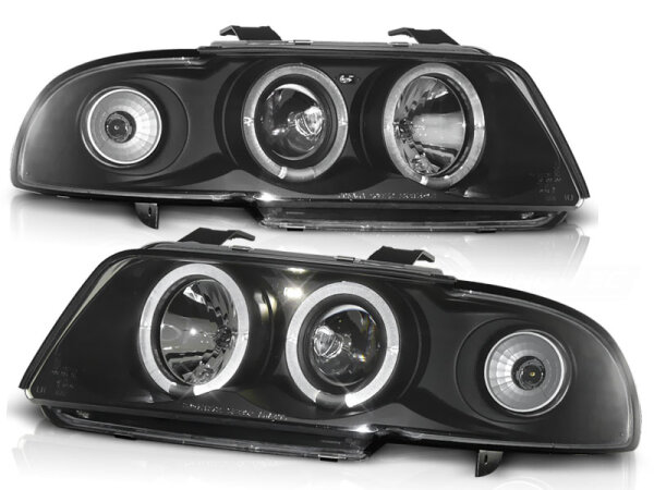 Angel Eyes Scheinwerfer Set Audi A4 B5 BJ 11/94-12/98 Klar/Schwarz