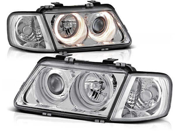 Angel Eyes Scheinwerfer Set Audi A3 8L BJ 08/96-08/00 Klar/Chrom RHD/LHD