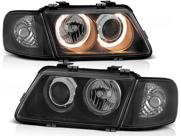 Angel Eyes Scheinwerfer Set Audi A3 8L BJ 08/96-08/00 Klar/Schwarz RHD/LHD