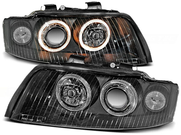 Angel Eyes Scheinwerfer Set Audi A4 B6 BJ 10/00-10/04 Klar/Schwarz RHD/LHD