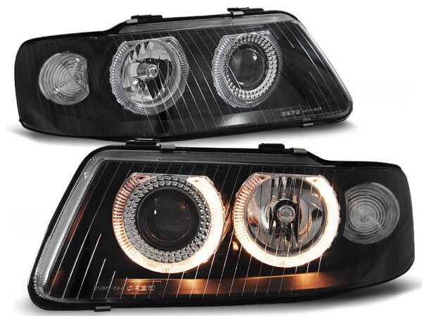 Angel Eyes Scheinwerfer Set Audi A3 8L BJ 09/00-05/03 Klar/Schwarz RHD/LHD