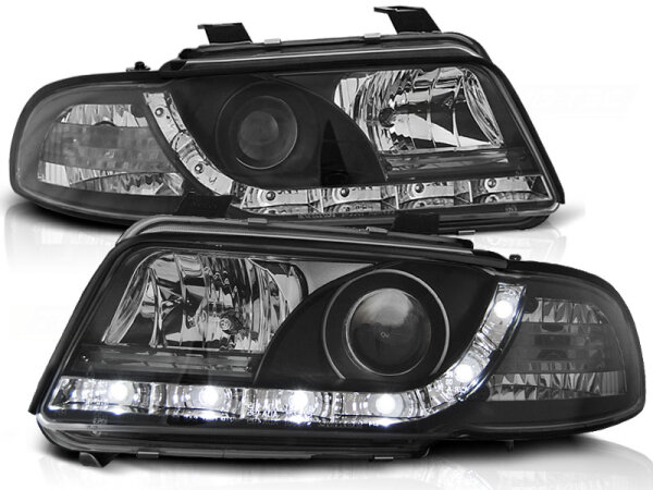 Scheinwerfer Set mit Tagfahrlichtoptik Audi A4 B5 BJ 11/94-12/98 Klar/Schwarz