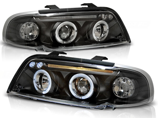 Angel Eyes Scheinwerfer Set H1/H1 Audi A4 B5 BJ 11/94-12/98 Klar/Schwarz
