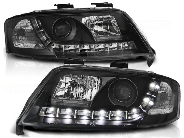 Scheinwerfer Set mit Tagfahrlichtoptik Audi A6 C5 BJ 05/97-05/01 Klar/Schwarz