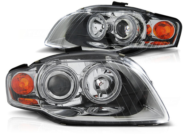 Angel Eyes Scheinwerfer Set Audi A4 B7 BJ 11/04-03/08 Klar/Chrom RHD/LHD