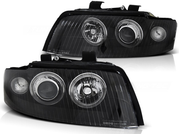 Xenon Angel Eyes Scheinwerfer Set Audi A4 B6 BJ 10/00-10/04 Klar/Schwarz RHD/LHD