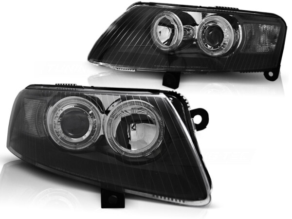 Angel Eyes Scheinwerfer Set Audi A6 C6 BJ 04/04-08 Klar/Schwarz RHD/LHD