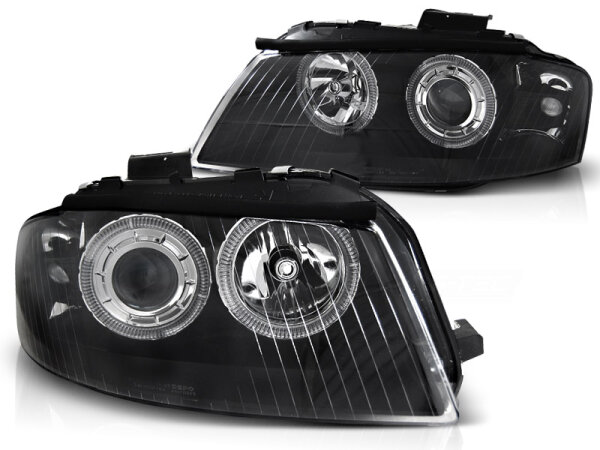 Angel Eyes Scheinwerfer Set Audi A3 8P BJ 05/03-03/08 Klar/Schwarz