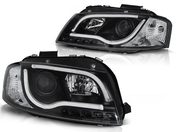 LTI Scheinwerfer Set mit echtem Tagfahrlicht Audi A3 8P BJ 05/03-03/08 Schwarz