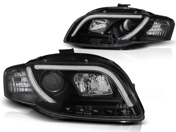 LTI Scheinwerfer Set mit echtem TFL Audi A4 B7 BJ 11/04-03/08 Klar/Schwarz