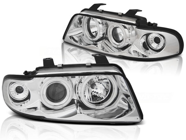 CCFL Angel Eyes Scheinwerfer Set Audi A4 B5 BJ 11/94-12/98 Klar/Chrom