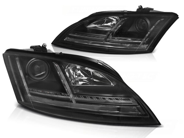 Xenon Scheinwerfer Set mit Dynamischen Blinker Audi TT BJ 06-10 Schwarz mit TFL