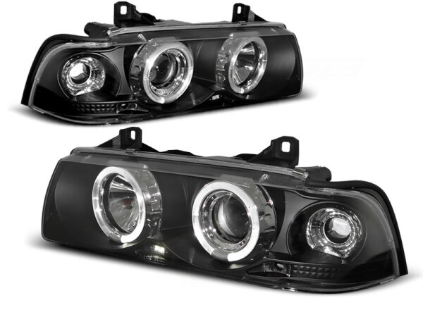 Angel Eyes Scheinwerfer Set BMW 3er E36 Coupe/Cabrio BJ 12/90-08/99 Klar/Schwarz