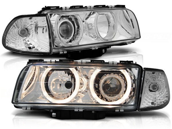 Angel Eyes Scheinwerfer Set BMW E38 BJ 06/94-08/98 Klar/Chrom RHD/LHD